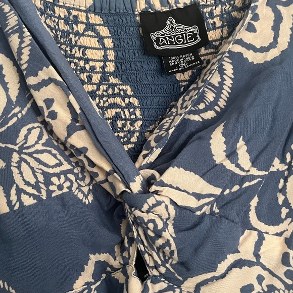 Angie Blue and White Ruffled Tiered Sundress - Picture 3 of 3